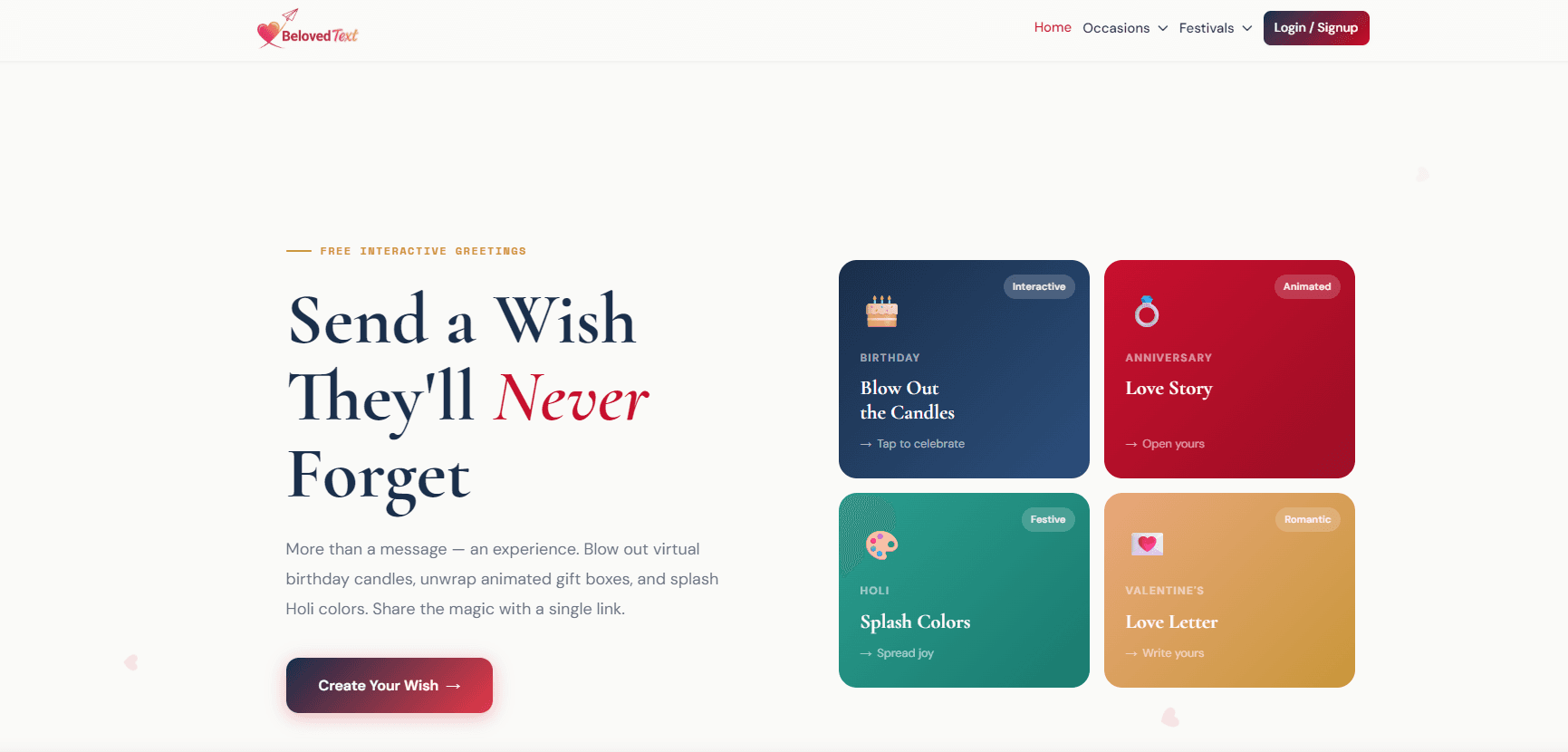 BelovedText website interface